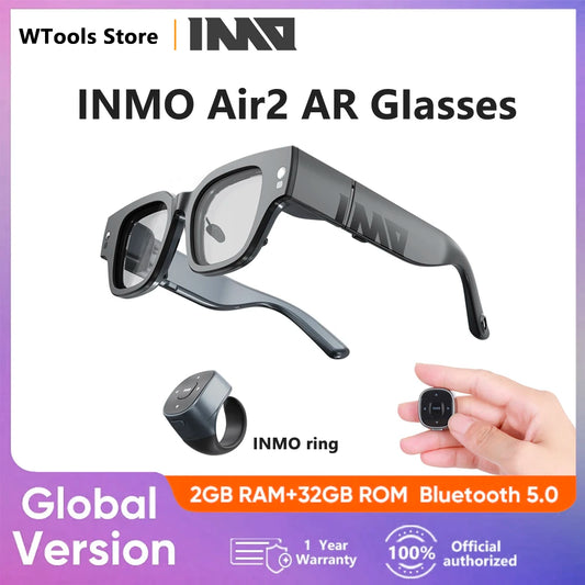 Air2 AR Glasses Wireless Smart Glasses Dual Screen Touch with Control Ring Chatgpt AI Assistant Real Time Translation